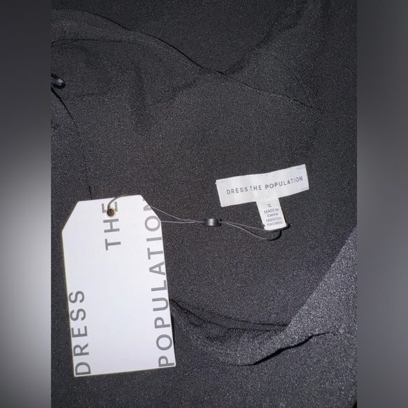 NWOT DRESS THE POPULATION Tiffany One-Shoulder Midi Dress Black S - Picture 4 of 6